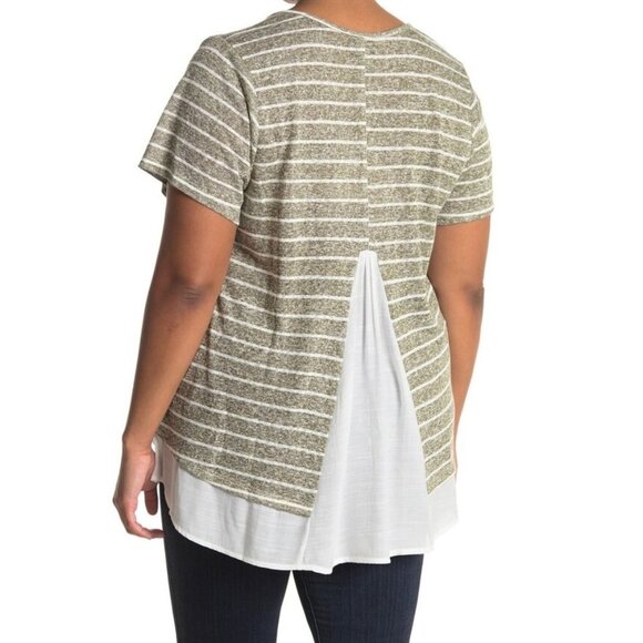 Bobeau Caty Slub Knit Mixed Media T-Shirt - Picture 2 of 5